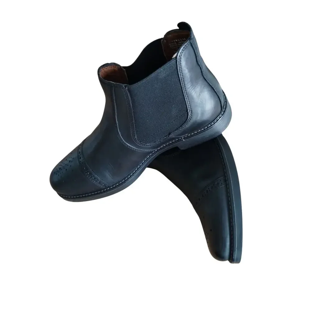 NWO Quirelli Mens Black Borrego Leather Casual Office Wear Booties size 8‎